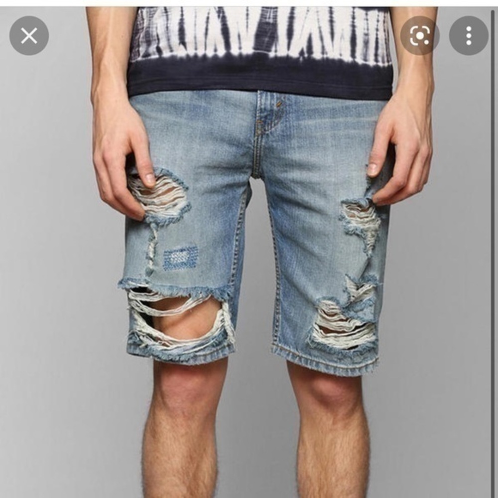 Mens 508 destroyed denim Bermuda shorts